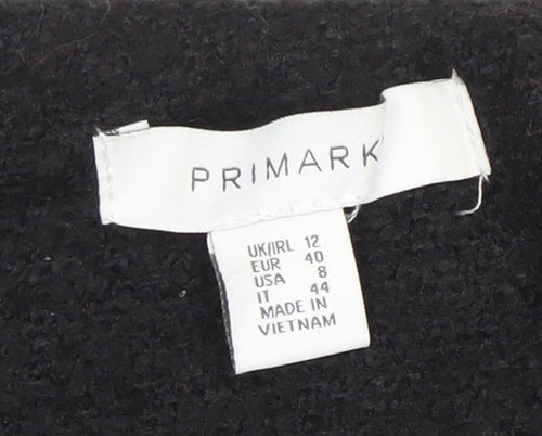 Primark Women's Black Faux Leather Trim Zip Jacket Size 12