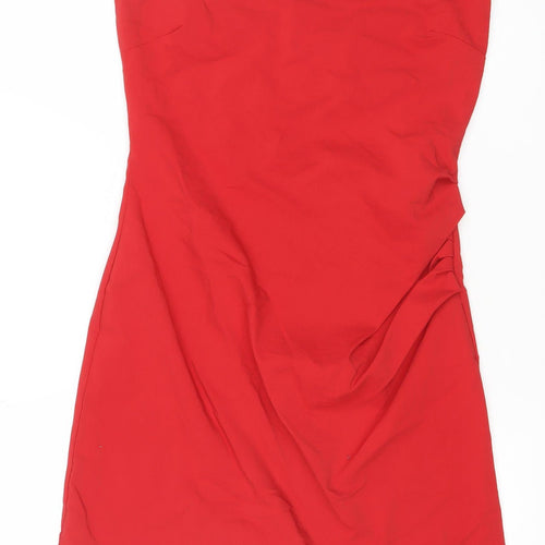 Pull & Bear Women Red Strapless Bodycon Short Dress Size 14