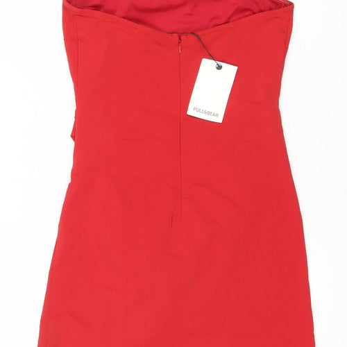 Pull & Bear Women Red Strapless Bodycon Short Dress Size 14