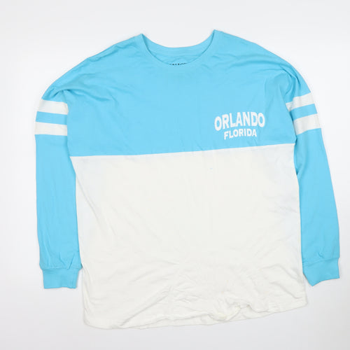Exist Womens Blue White Orlando Florida Pullover Sweatshirt Size L