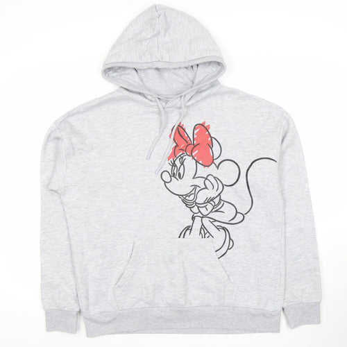 Disney Women’s Grey Hoodie Minnie Mouse Print Size 10/12 Pullover