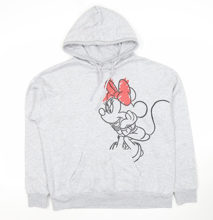 Disney Women’s Grey Hoodie Minnie Mouse Print Size 10/12 Pullover