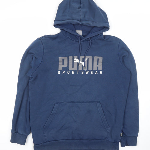 Puma Boys Navy Blue Pullover Hoodie Small Cotton Blend Sportswear