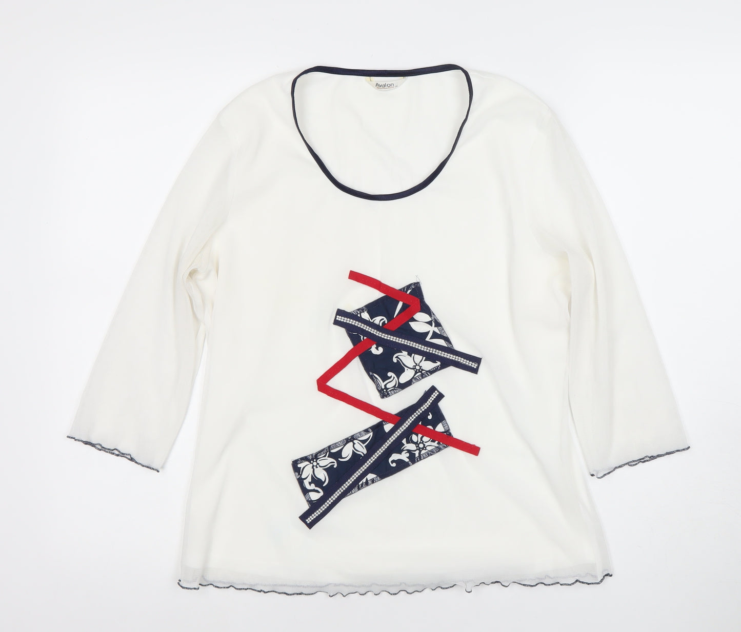 Avalon Collection Women's White 3/4 Sleeve Scoop Neck T-Shirt Size 14