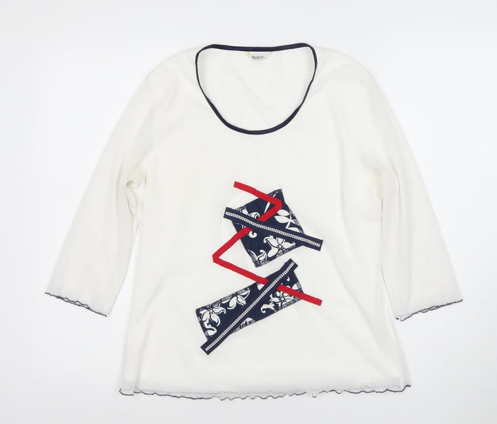 Avalon Collection Women's White 3/4 Sleeve Scoop Neck T-Shirt Size 14
