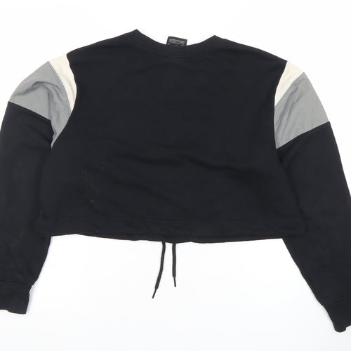 Nike Women's Black Cropped Pullover Sweatshirt S Colourblock Logo