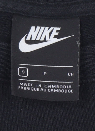 Nike Women's Black Cropped Pullover Sweatshirt S Colourblock Logo