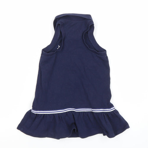 Ralph Lauren Girls Navy Blue Sleeveless Polo Dress 8 Years Collared Cotton