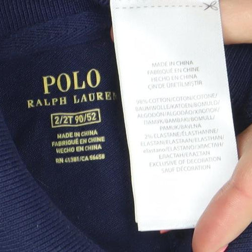 Ralph Lauren Girls Navy Blue Sleeveless Polo Dress 8 Years Collared Cotton