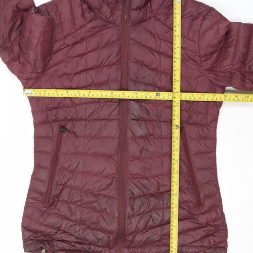 Decathlon Women's Red Hooded Puffer Jacket XS Lightweight Down Warm Coat