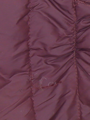 Decathlon Women's Red Hooded Puffer Jacket XS Lightweight Down Warm Coat