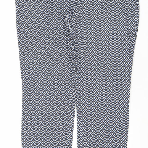 Dunnes Women’s Blue Geometric Stretch Jersey Trousers Size 12