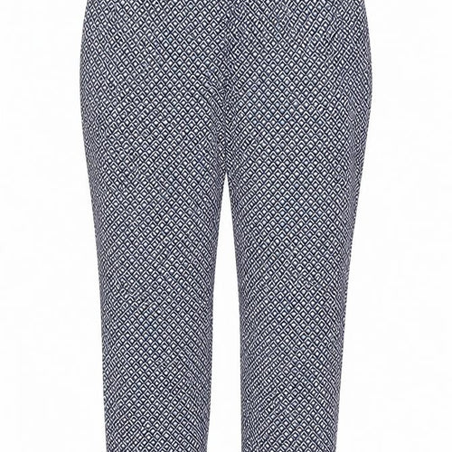Dunnes Women’s Blue Geometric Stretch Jersey Trousers Size 12