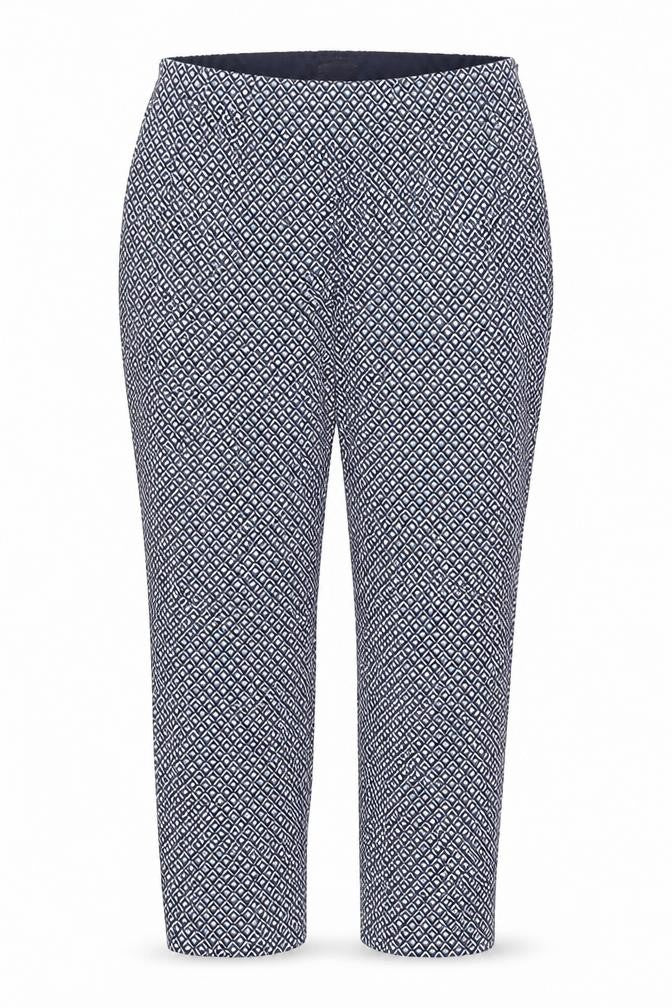 Dunnes Women’s Blue Geometric Stretch Jersey Trousers Size 12