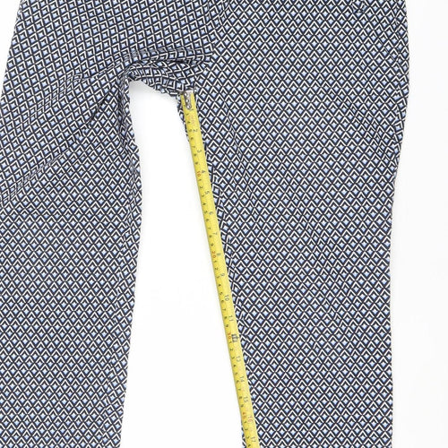 Dunnes Women’s Blue Geometric Stretch Jersey Trousers Size 12