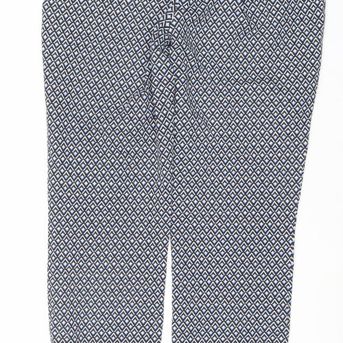 Dunnes Women’s Blue Geometric Stretch Jersey Trousers Size 12