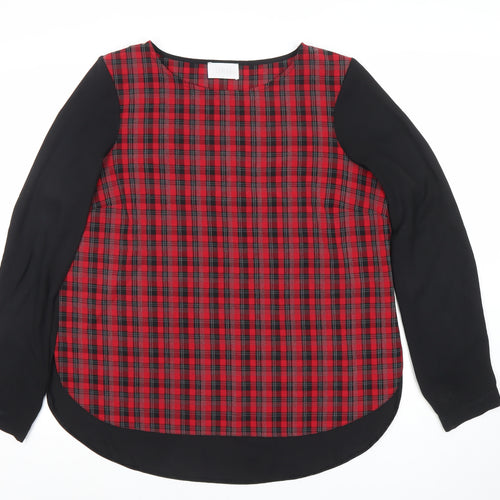 Savida Women’s Red Check Long Sleeve Blouse Size 14