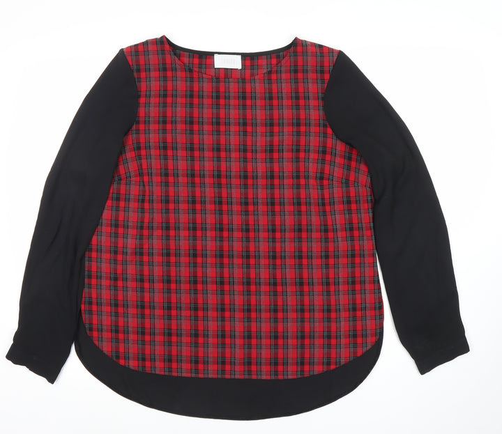 Savida Women’s Red Check Long Sleeve Blouse Size 14