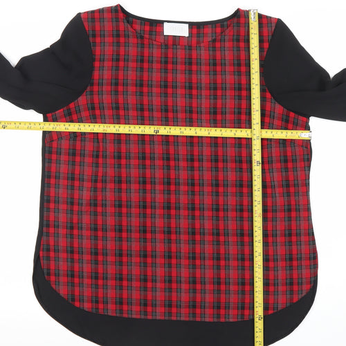 Savida Women’s Red Check Long Sleeve Blouse Size 14