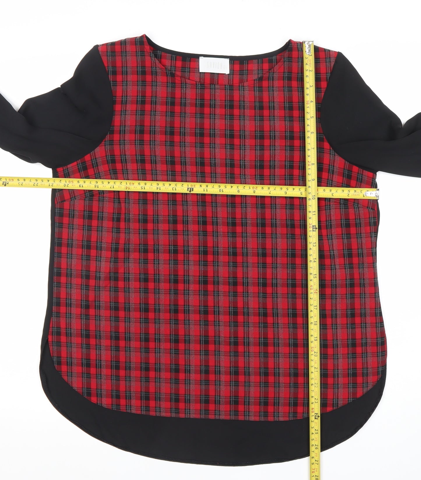 Savida Women’s Red Check Long Sleeve Blouse Size 14