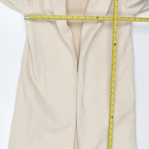 Zara Women Beige Long Open Coat Size S Classic Overcoat