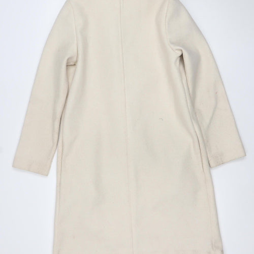 Zara Women Beige Long Open Coat Size S Classic Overcoat