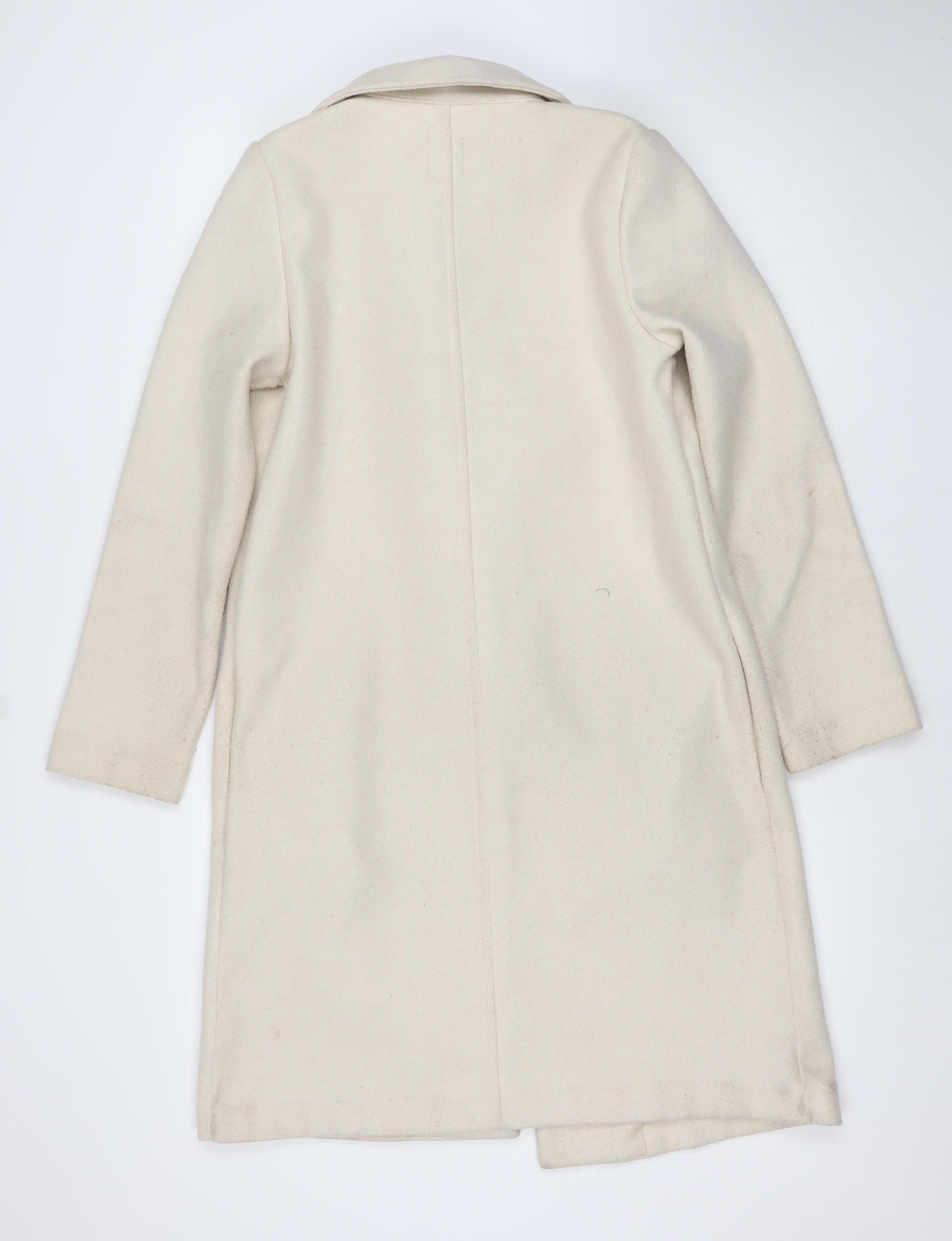 Zara Women Beige Long Open Coat Size S Classic Overcoat