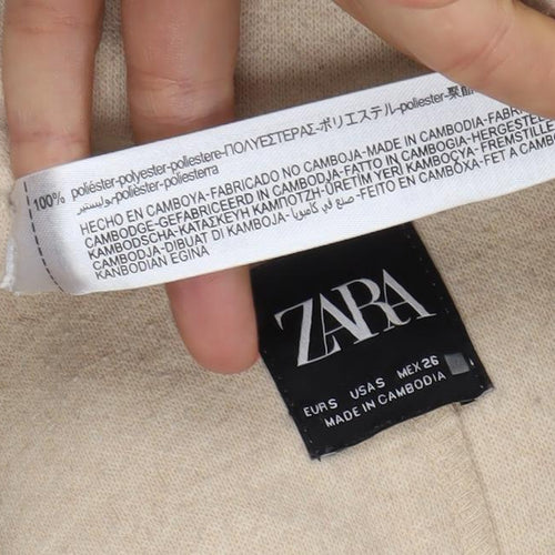Zara Women Beige Long Open Coat Size S Classic Overcoat