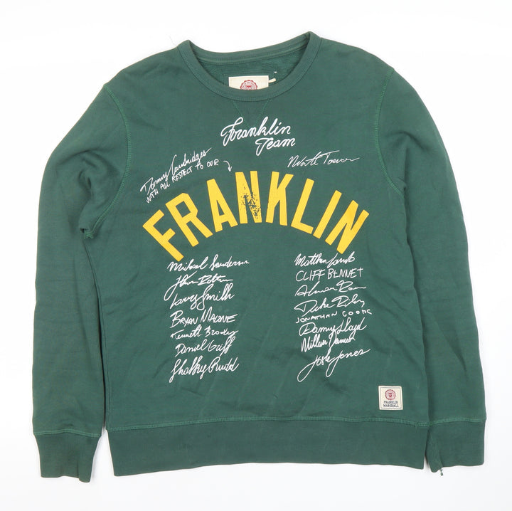 Franklin & Marshall Men's Green XS Crew Neck Graphic Sweatshirt