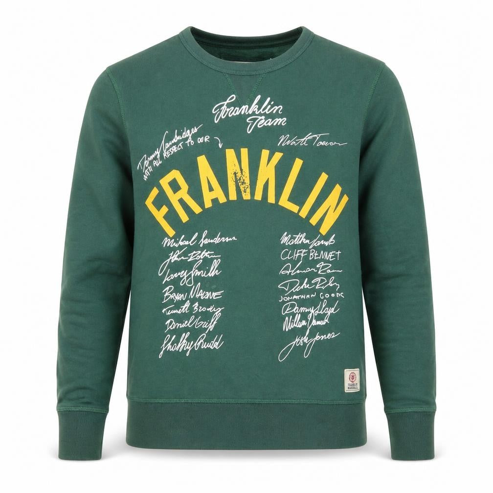 Front view of Franklin & Marshall Men's Green XS Crew Neck Graphic Sweatshirt