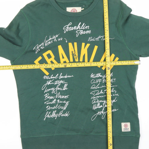 Franklin & Marshall Men's Green XS Crew Neck Graphic Sweatshirt