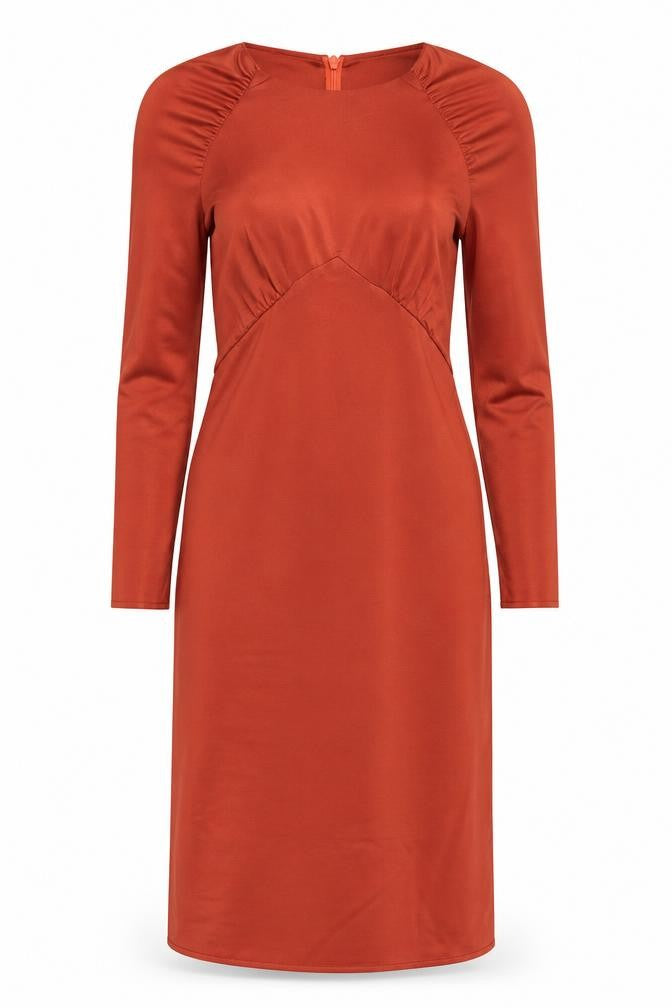 Lola May Women Red Knee Length Bodycon Dress Size 10 Long Sleeve
