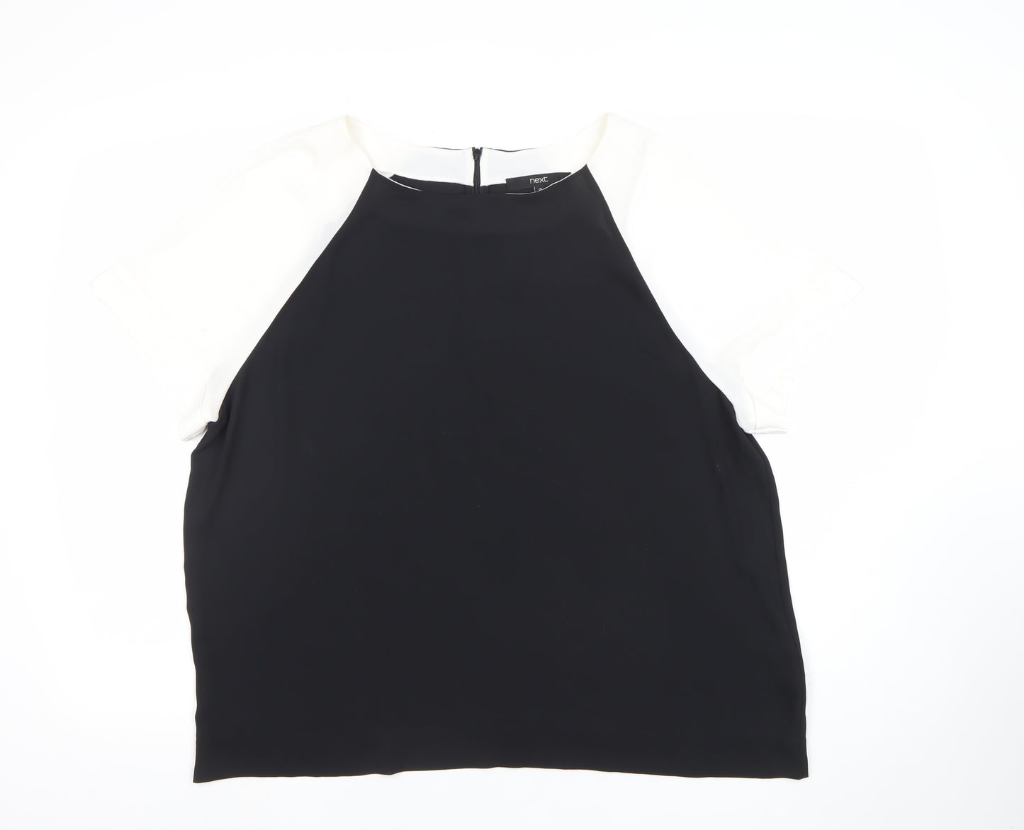 Next Women Black White Colourblock Short Sleeve Top Size 18