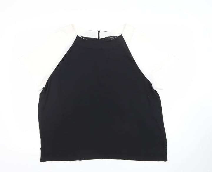 Next Women Black White Colourblock Short Sleeve Top Size 18