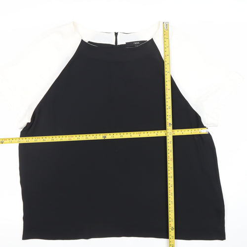 Next Women Black White Colourblock Short Sleeve Top Size 18