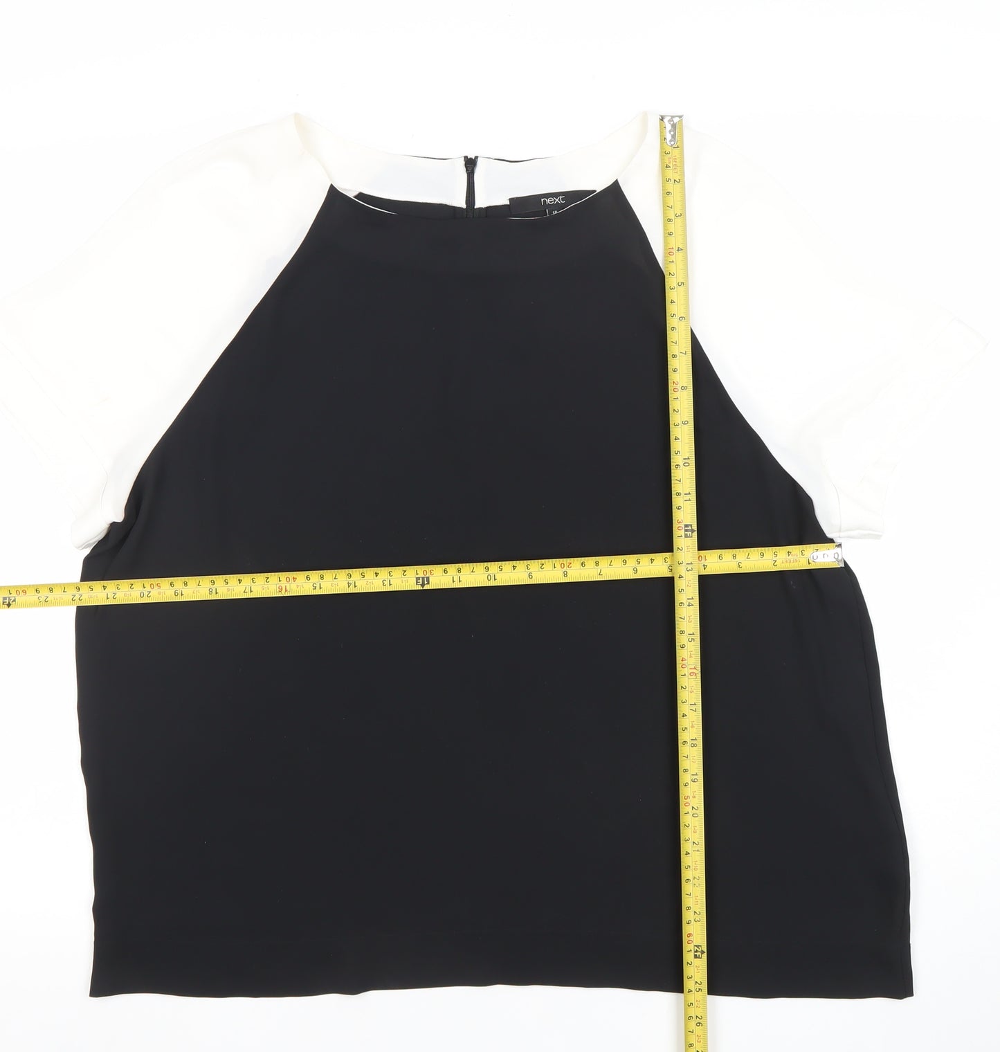 Next Women Black White Colourblock Short Sleeve Top Size 18
