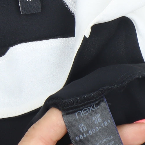 Next Women Black White Colourblock Short Sleeve Top Size 18