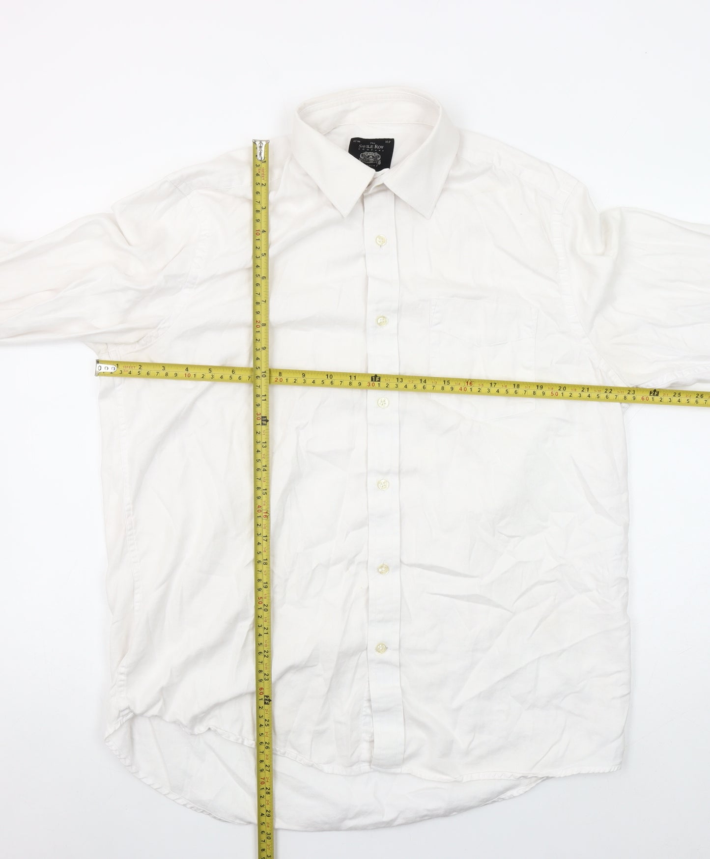 The Savile Row Company Men’s White Classic Fit Long Sleeve Cotton Button-Up Shirt Size 16.5