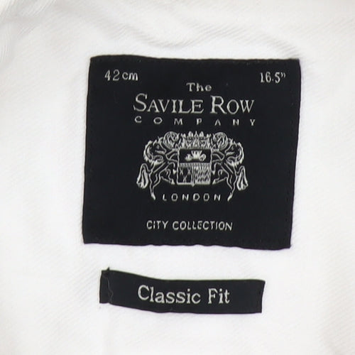 The Savile Row Company Men’s White Classic Fit Long Sleeve Cotton Button-Up Shirt Size 16.5
