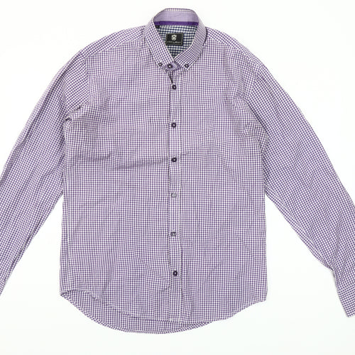 Steel & Jelly Men's Purple Check Button-Down Long Sleeve Cotton Shirt M