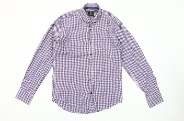 Steel & Jelly Men's Purple Check Button-Down Long Sleeve Cotton Shirt M