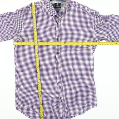 Steel & Jelly Men's Purple Check Button-Down Long Sleeve Cotton Shirt M