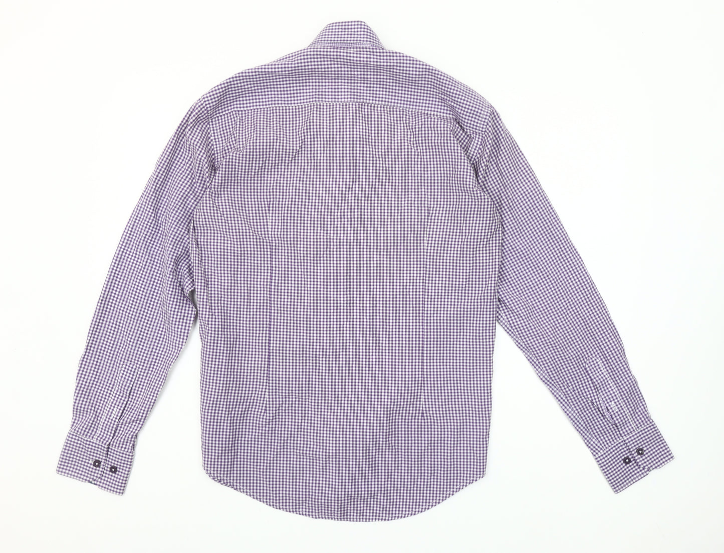 Steel & Jelly Men's Purple Check Button-Down Long Sleeve Cotton Shirt M