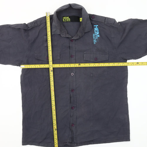 Henleys Project Deluxe Men's Grey Cotton Button-Up Shirt XL