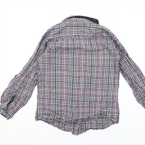 Marks and Spencer Boys Lilac Check Long Sleeve Button-Up Shirt Age 13