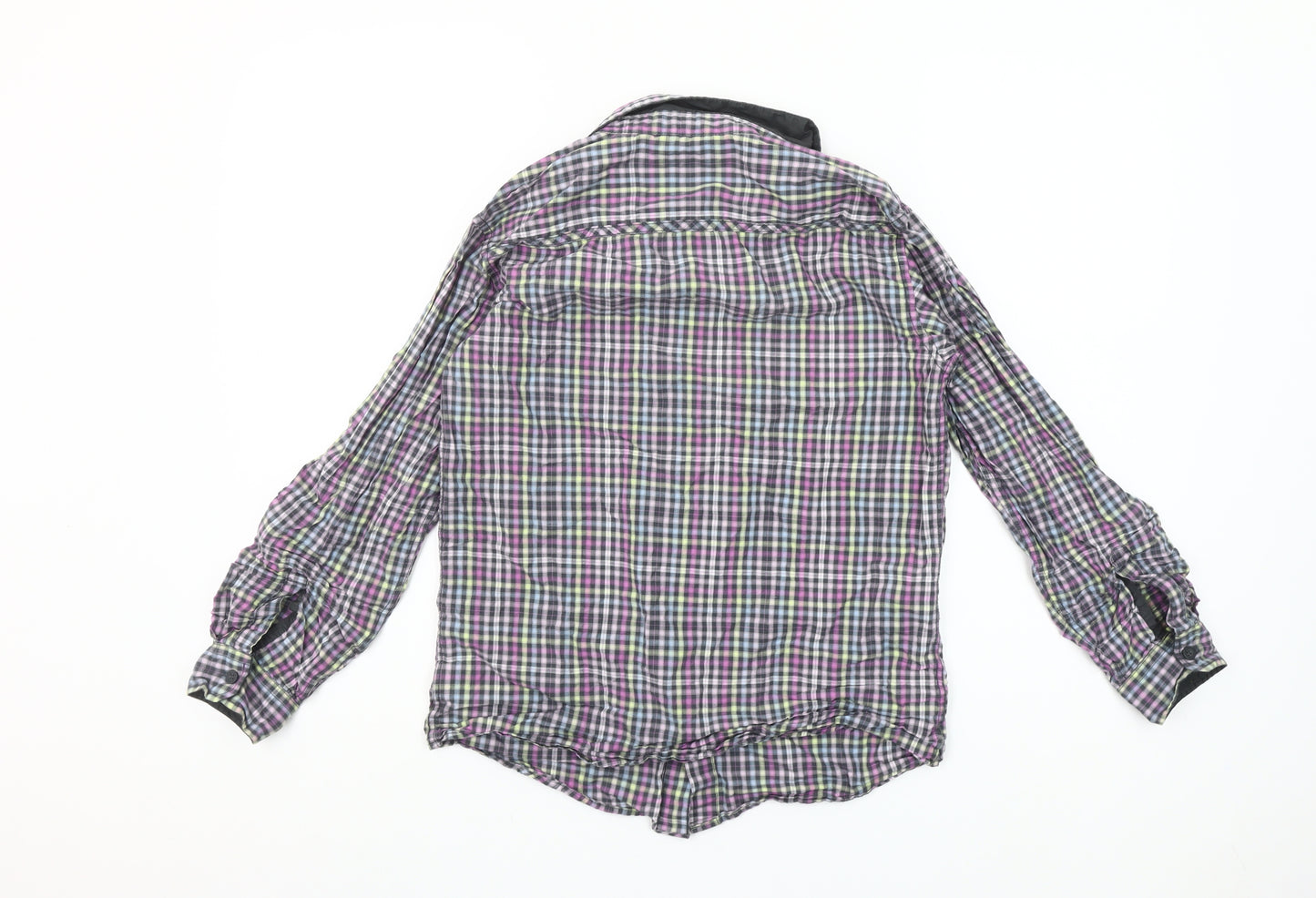 Marks and Spencer Boys Lilac Check Long Sleeve Button-Up Shirt Age 13
