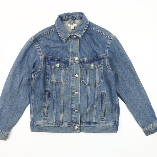 Topshop Women's Blue Denim Basic Jacket UK 8 Regular Fit