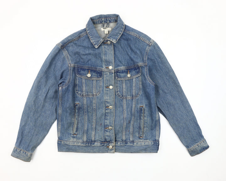 Topshop Women's Blue Denim Basic Jacket UK 8 Regular Fit