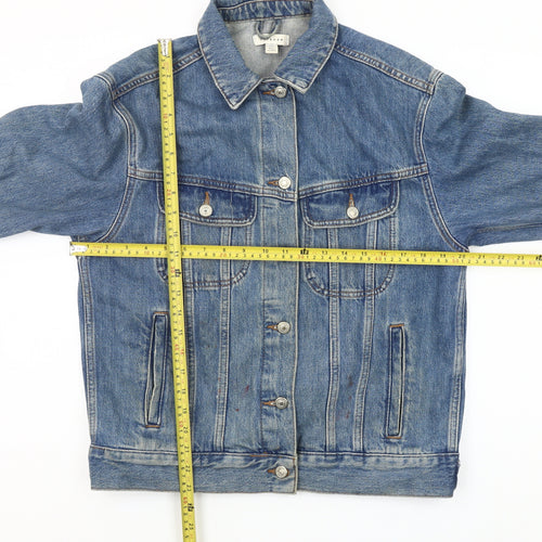 Topshop Women's Blue Denim Basic Jacket UK 8 Regular Fit
