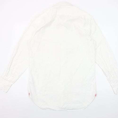 Pink Shirtmaker London Men's White 15.5 Slim Fit Cotton Button-Up Shirt